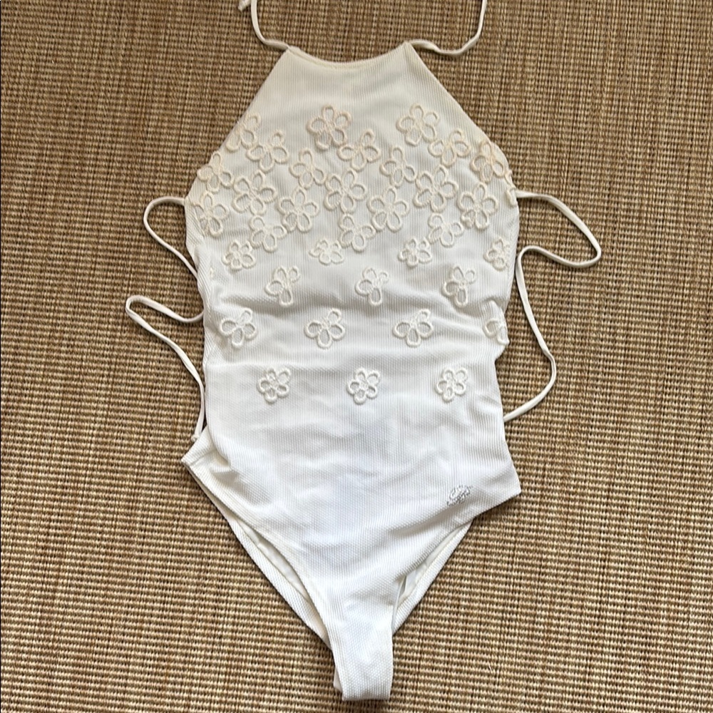Blumarine White Floral One Piece Swimsuit